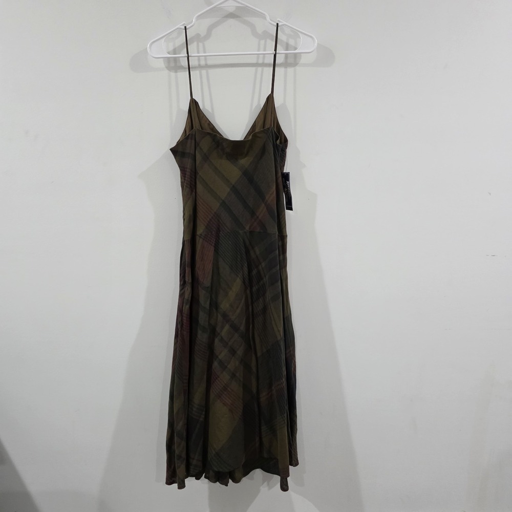 Y2K American Living Babydoll Dress Size 12 Linen Blend Plaid Dark Academia - Picture 5 of 10